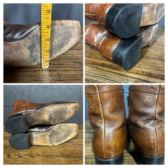 Vintage Men’s Brown Leather Ankle Boots 13A Narrow Square Toe USA Union Made main image 11